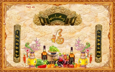 Tranh dán tường phòng thờ - gạch tranh 3D