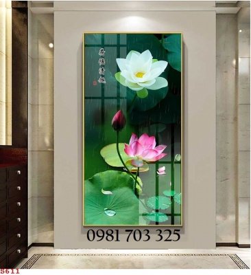 Tranh gạch 3D, tranh hoa sen