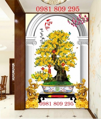 Tranh hoa mai - tranh gạch 3d hoa mai