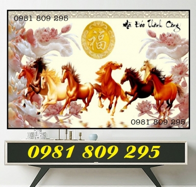 Tranh mã đáo thành công , tranh gạch ngựa 3d HP646