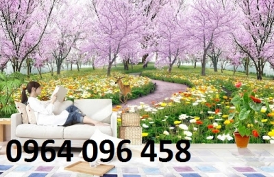 Gạch 3d tranh ốp tường hoa đào - DCV54