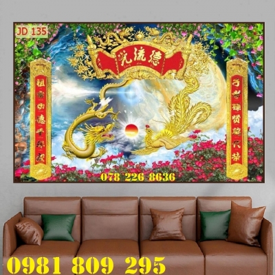 Gạch 3d phòng thờ phúc lộc thọ