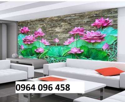 Tranh gạch hoa sen 3d ốp tường - 344XC