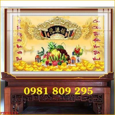 Gạch 3d câu đối , tranh gạch ban thờ