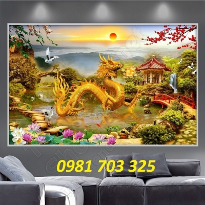 Tranh rồng phong thủy trang trí phòng khách