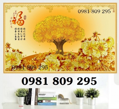 Tranh gạch cây kim tiền đẹp 3d
