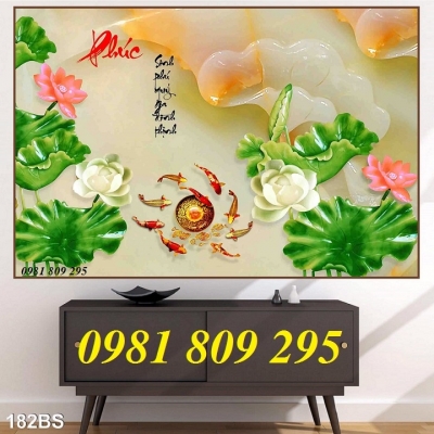 Tranh gạch ốp tường, tranh hoa sen sứ ngọc HN9302