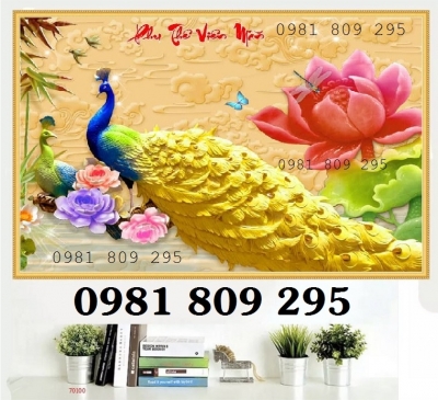 Gạch tranh 3d phong thủy - tranh con công 3d JP86