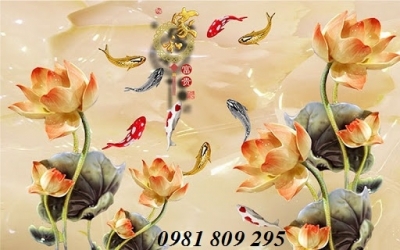 tranh cá chép - tranh gạch 3d cá chép