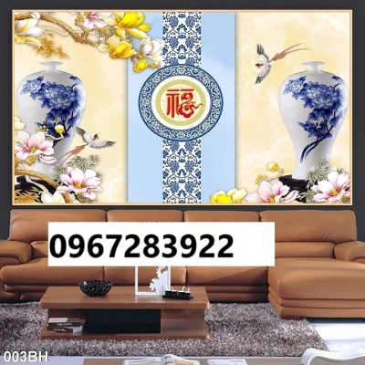 Tranh gạch đẹp 3d bình hoa