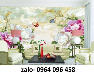 Tranh gạch 3d hoa mẫu đơn phong thủy - KDCV54