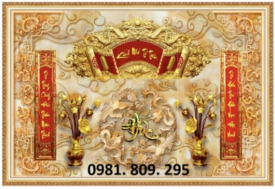 Tranh gạch ốp tường chữ phúc 3d phòng thờ