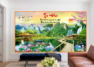 Tranh gạch men thác nước, gạch 3d HP62833