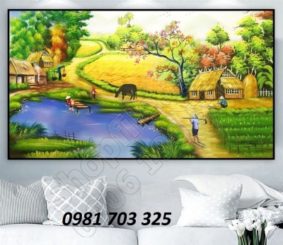Tranh gạch men phong cảnh- tranh đồng quê