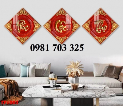 Tranh phúc lộc thọ 3D, gạch men 3D ốp tường