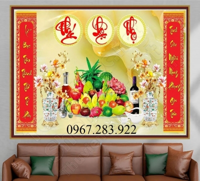 Gạch  3D- Tranh phong thuỷ Phúc Lộc Thọ