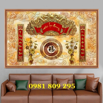 Gạch tranh phòng thờ gia tiên HP373