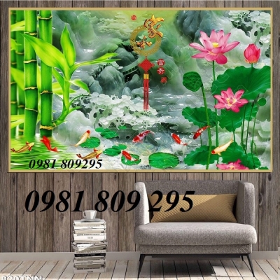 Gạch tranh 3d ốp tường hoa sen