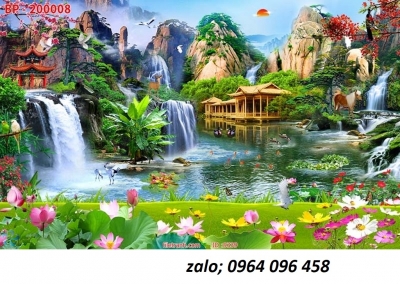 Tranh gạch 3d ốp tường tranh phong cảnh đồng quê - NCVV54