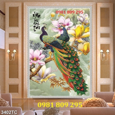 Tranh gạch men chim công GN786