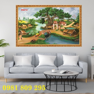 Tranh gạch ốp tường làng quê