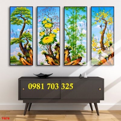 Gạch tranh trang trí tứ quý sang trọng