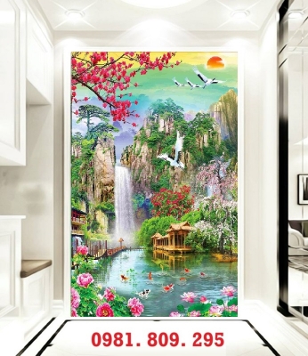 Tranh gạch ốp tường thác nước