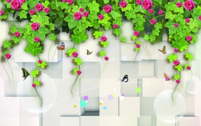 Tranh gạch 3d hoa hồng leo - CFBBV8