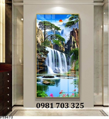 gạch tranh thác nước dán tường khổ đứng