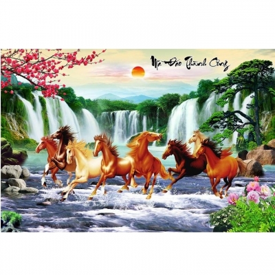 Tranh gạch men họa tiết 8 chú ngựa