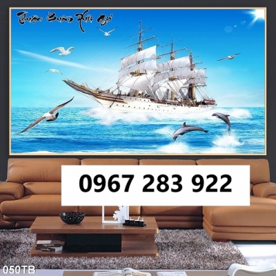 Gạch tranh 3d cảnh thuyền buồm