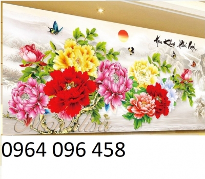 Tranh gạch 3d phong thủy hoa mẫu đơn - CVNN96