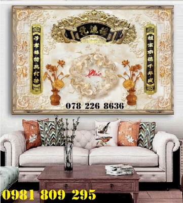 Tranh 3d phòng thờ - tranh gạch 3d