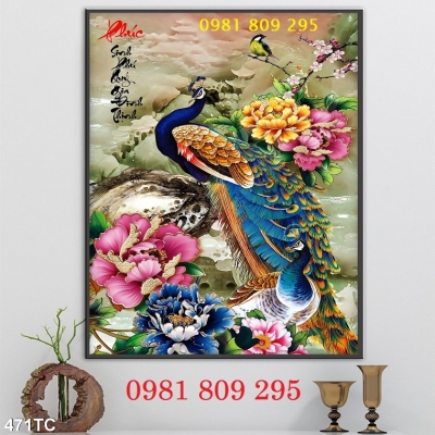 Gạch trang trí 3d chim công HP666