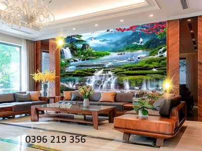 Tranh gạch 3d ốp lát Thác Nước, Sơn Thủy