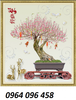 Tranh cây mai 3d - tranh gạch 3d cây mai - LVCX3