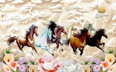 Tranh gạch ốp tường mã đáo thành công 3d - NNXX33