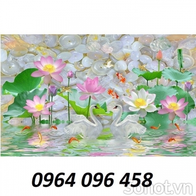 Tranh 3d hoa sen gạch tranh 3d hoa sen 654HG