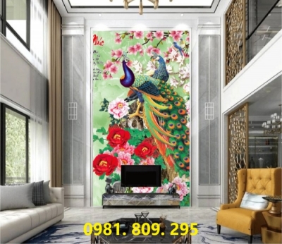 Tranh gạch chim công , gạch ốp tường cao cấp