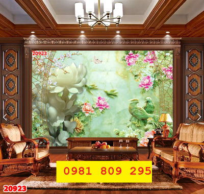 Gạch tranh sứ ngọc 3d , tranh hoa sen