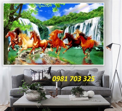 gạch tranh 3D bát mã- tranh phong thủy