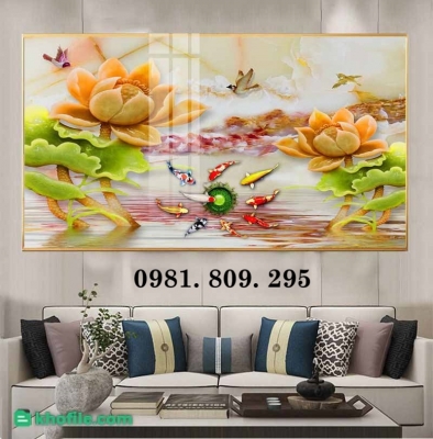 Tranh 3d gạch ốp tường hoa sen HN999