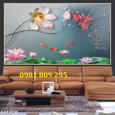 Tranh hoa sen - gạch tranh 3d hoa sen
