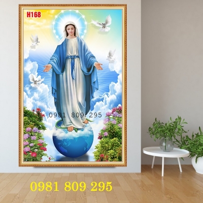 Gạch 3d tranh hình đức mẹ maria - tranh công giáo