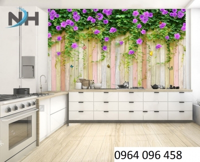gạch ốp tường hoa hồng 3d