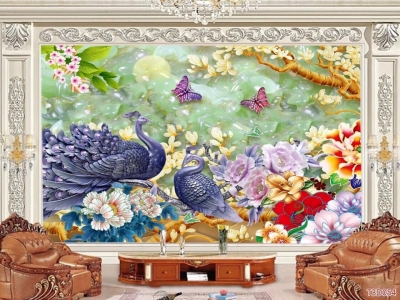 Tranh gạch chim công- tranh phong thủy