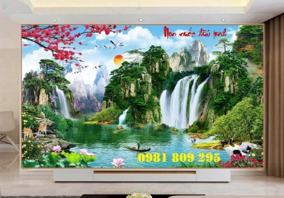 Gạch tranh thác nước phòng khách HN888