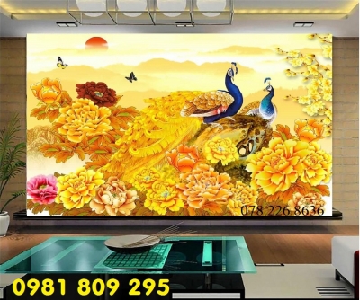 Tranh gạch 3d ốp phòng ngủ - chim công