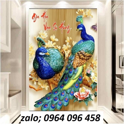 Tranh gạch chim công 3d - HCDX44