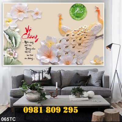 Gạch men con công 3d ốp tường